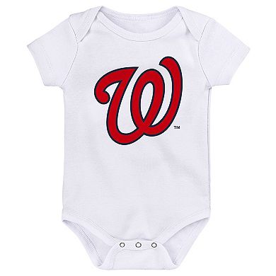 Newborn & Infant Navy/Red/White Washington Nationals Minor League Player Three-Pack Bodysuit Set
