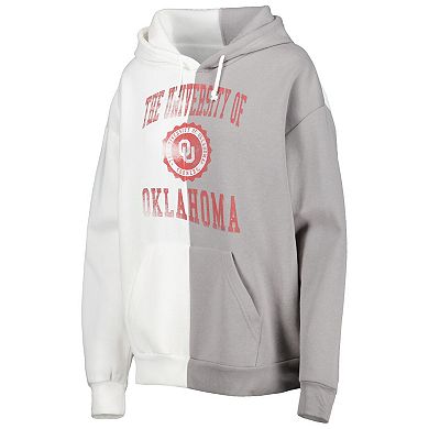 Women's Gameday Couture Gray/White Oklahoma Sooners Split Pullover Hoodie