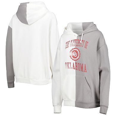 Women's Gameday Couture Gray/White Oklahoma Sooners Split Pullover Hoodie