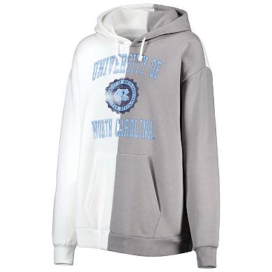 Women's Gameday Couture Gray/White North Carolina Tar Heels Split Pullover Hoodie