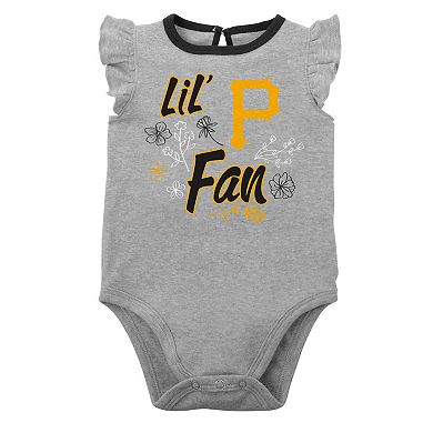 Infant Black/Heather Gray Pittsburgh Pirates Little Fan Two-Pack Bodysuit Set