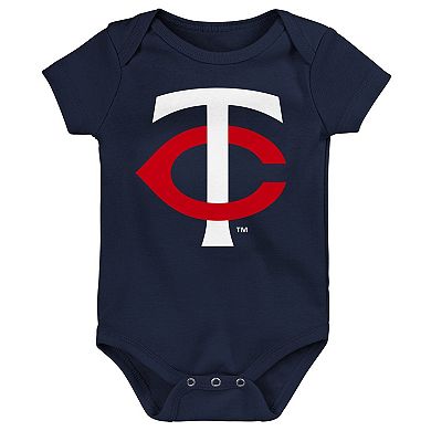 Infant Navy/White/Heather Gray Minnesota Twins Biggest Little Fan 3-Pack Bodysuit Set