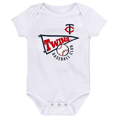 Infant Navy/White/Heather Gray Minnesota Twins Biggest Little Fan 3-Pack Bodysuit Set