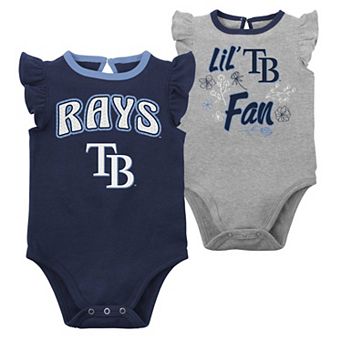 Newborn & Infant Navy/Heather Gray Tampa Bay Rays Little Fan Two-Pack Bodysuit Set