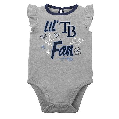 Newborn & Infant Navy/Heather Gray Tampa Bay Rays Little Fan Two-Pack Bodysuit Set