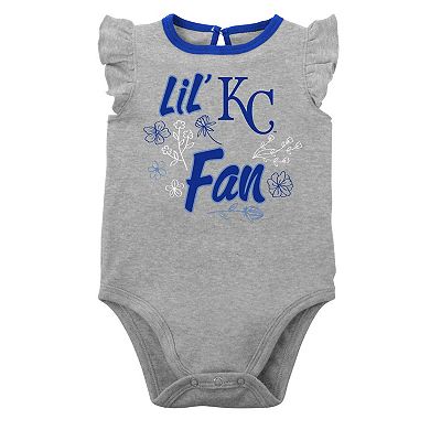 Infant Royal/Heather Gray Kansas City Royals Little Fan Two-Pack Bodysuit Set