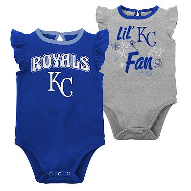 Infant Royal/Heather Gray Kansas City Royals Little Fan Two-Pack Bodysuit Set