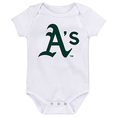 Infant Gold/Green/White Oakland Athletics Minor League Player Three-Pack Bodysuit Set