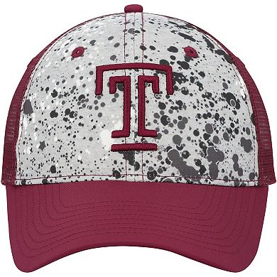 Men's Colosseum Gray/Cherry Temple Owls Love Fern Trucker Snapback Hat