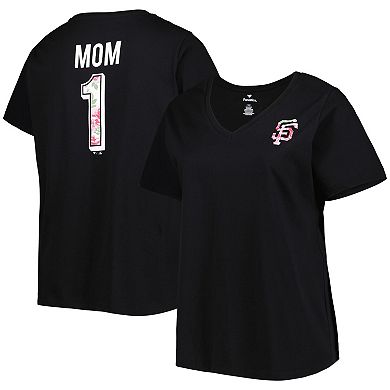 Women's Black San Francisco Giants Mother's Day Plus Size Best Mom EverÂ V-Neck T-Shirt