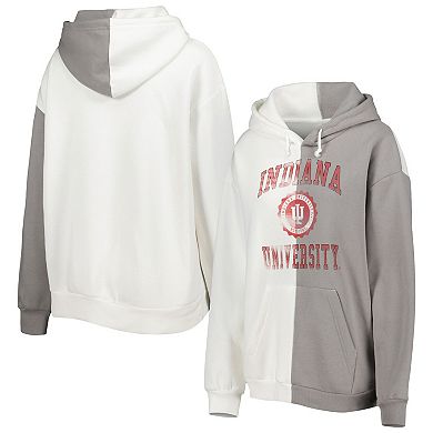 Women's Gameday Couture Gray/White Indiana Hoosiers Split Pullover Hoodie