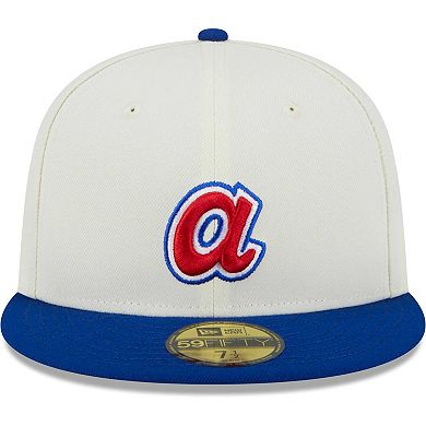 Men's New Era Stone/Royal Atlanta Braves Retro 59FIFTY Fitted Hat