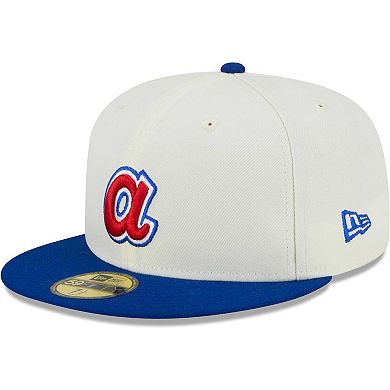 Men's New Era Stone/Royal Atlanta Braves Retro 59FIFTY Fitted Hat