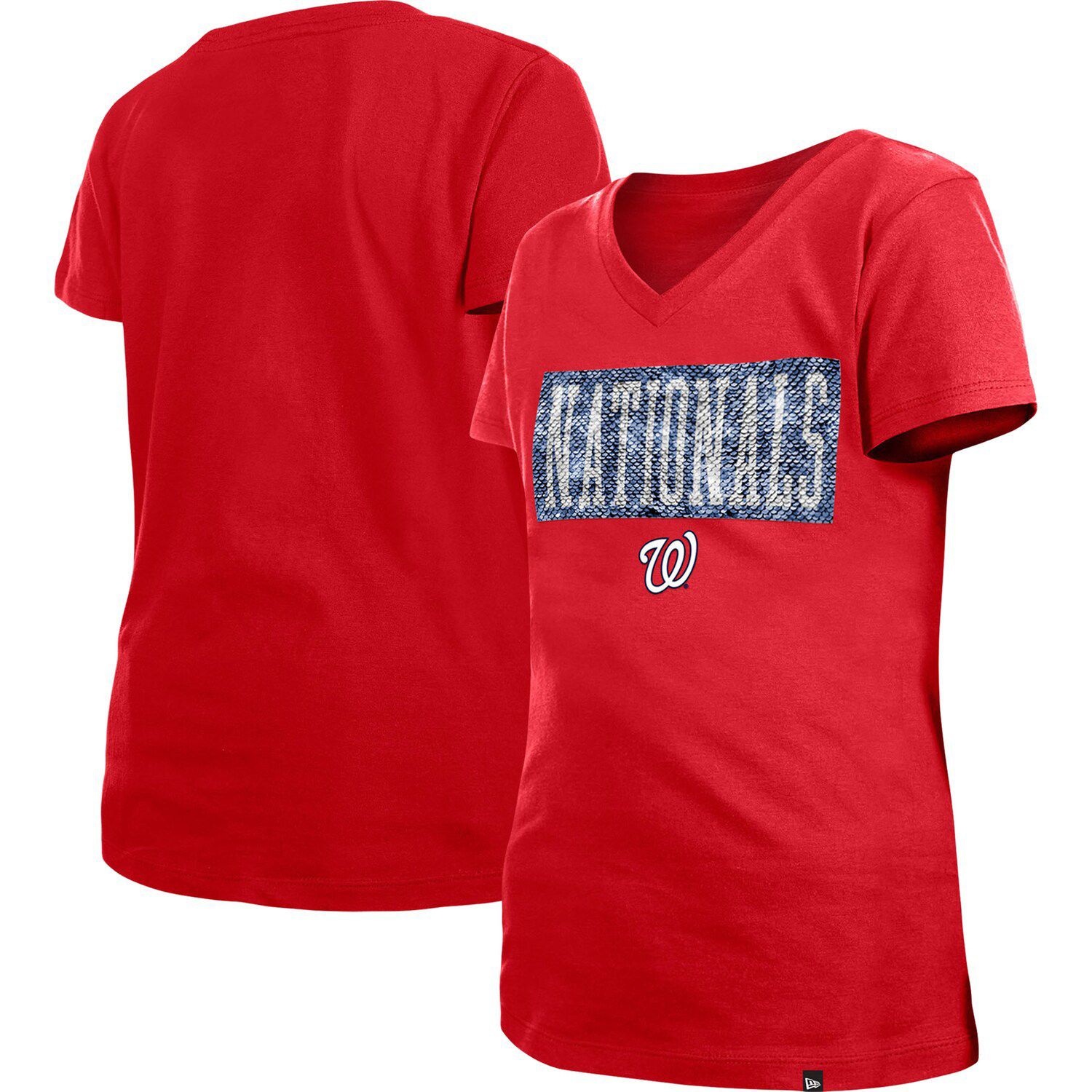 New Era Women's New Era Red Washington Nationals Plus 2-Hit Front Knot T- Shirt