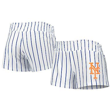 Women's Concepts Sport White New York Mets Reel Pinstripe Sleep Shorts