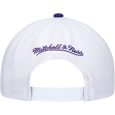 Men's Mitchell & Ness White/Purple Milwaukee Bucks Hardwood Classics Core 2-Tone 2.0 Pro Snapback Hat