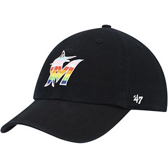 Men's '47 Black Miami Marlins Team Pride Clean Up Adjustable Hat