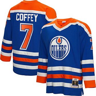 Men's Mitchell & Ness Paul Coffey Royal Edmonton Oilers 1986 Blue Line Player Jersey