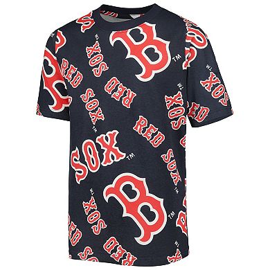 Youth Stitches Navy Boston Red Sox Allover Team T-Shirt