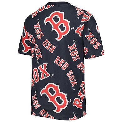 Youth Stitches Navy Boston Red Sox Allover Team T-Shirt