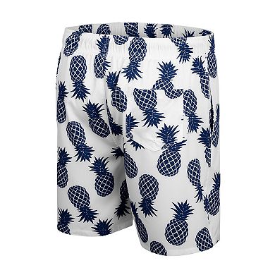 Men's Colosseum White Navy Midshipmen Pineapples Swim Shorts