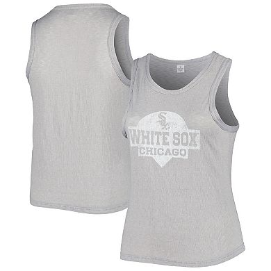 Women's Soft as a Grape Gray Chicago White Sox Plus Size High Neck Tri-Blend Tank Top