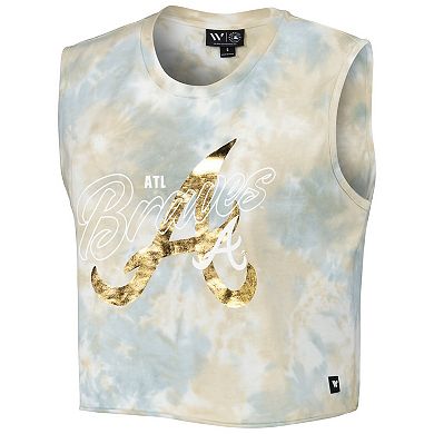 Women's The Wild Collective White Atlanta Braves Washed Muscle Tank Top