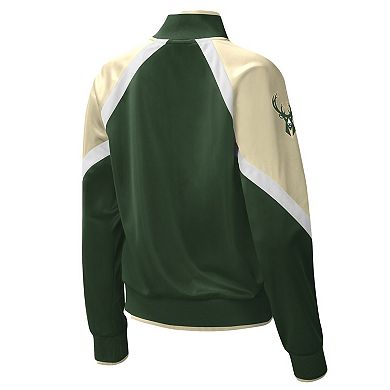 Women's Starter Hunter Green Milwaukee Bucks Slam Dunk Raglan Full-Zip Track Jacket