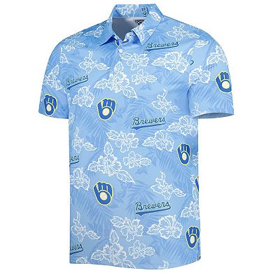 Men's Reyn Spooner Royal Milwaukee Brewers Cooperstown Collection Puamana Print Polo