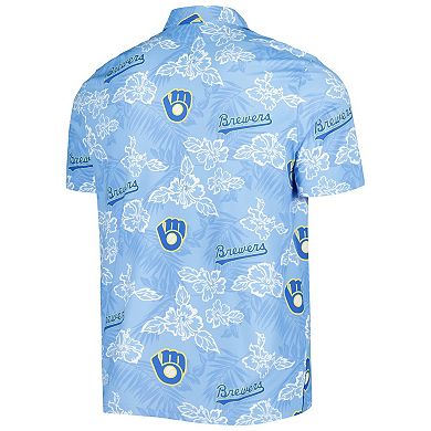 Men's Reyn Spooner Royal Milwaukee Brewers Cooperstown Collection Puamana Print Polo