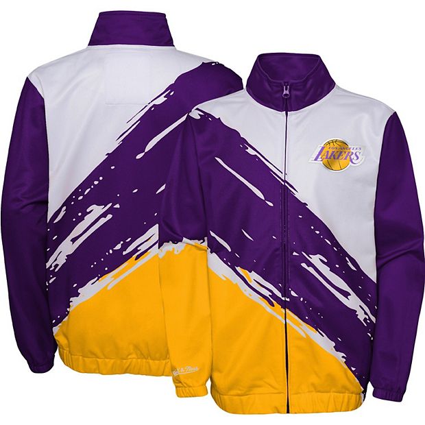 Youth Mitchell & Ness Purple Los Angeles Lakers Hardwood Classics Paintbrush Full-Zip Windbreaker Jacket Size: Large