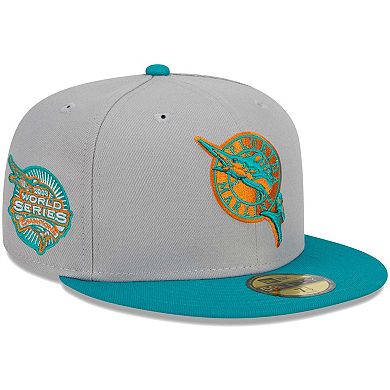 Men's New Era Gray/Teal Florida Marlins Cooperstown Collection 59FIFTY Fitted Hat