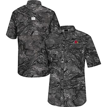 Men's Colosseum Charcoal Louisville Cardinals Realtree Aspect Charter Full-Button Fishing Shirt
