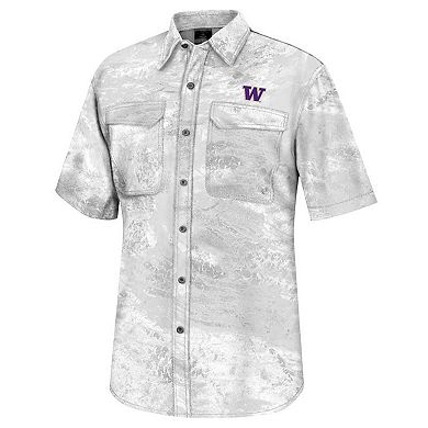 Men's Colosseum White Washington Huskies Realtree Aspect Charter Full-Button Fishing Shirt
