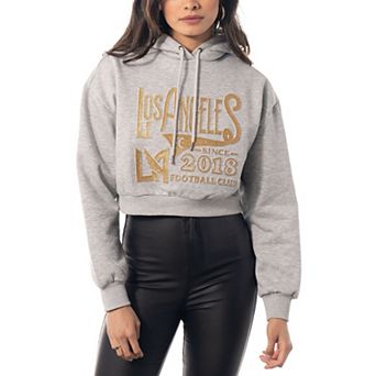 Women's The Wild Collective Heather Gray LAFC Cropped Pullover Hoodie