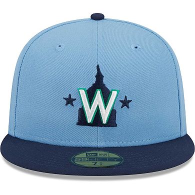 Men's New Era Light Blue/Navy Washington Nationals Green Undervisor 59FIFTY Fitted Hat