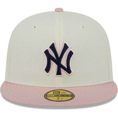 Men's New Era White/Pink New York Yankees Chrome Rogue 59FIFTY Fitted Hat