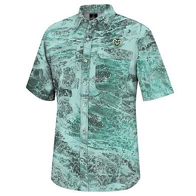 Men's Colosseum Green Colorado State Rams Realtree Aspect Charter Full-Button Fishing Shirt
