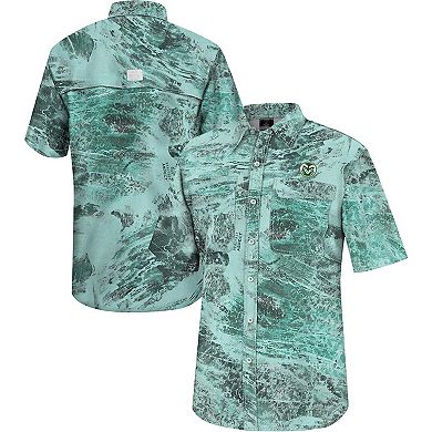 Men's Colosseum Green Colorado State Rams Realtree Aspect Charter Full-Button Fishing Shirt