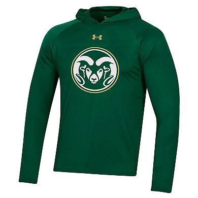 Men's Under Armour Green Colorado State Rams School Logo Raglan Long Sleeve Hoodie Performance T-Shirt