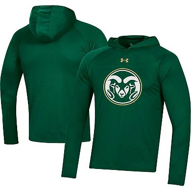Men's Under Armour Green Colorado State Rams School Logo Raglan Long Sleeve Hoodie Performance T-Shirt