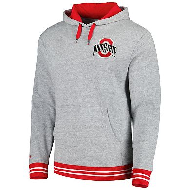 Men's Mitchell & Ness Heather Gray Ohio State Buckeyes Pullover Hoodie