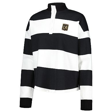 Women's Antigua  White LAFC Radical Rugby Stripe Long Sleeve T-Shirt