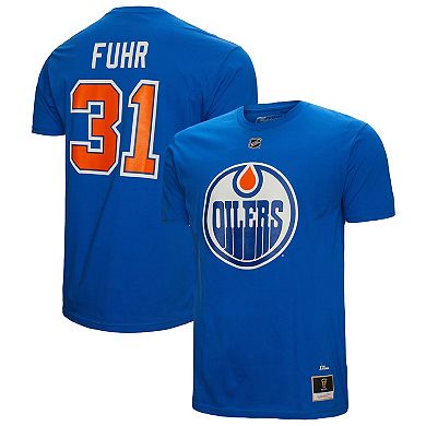 Men's Mitchell & Ness Grant Fuhr Royal Edmonton Oilers Name & Number T-Shirt