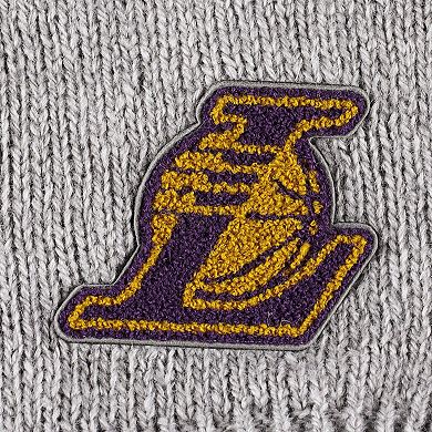 Women's Lusso Gray Los Angeles Lakers Scarletts Lantern Sleeve Tri-Blend V-Neck Pullover Sweater