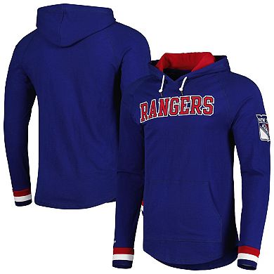 Men's Mitchell & Ness Blue New York Rangers Legendary Slub Hoodie Long ...