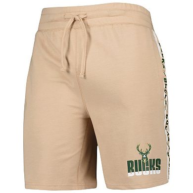 Men's Concepts Sport Tan Milwaukee Bucks Team Stripe Shorts