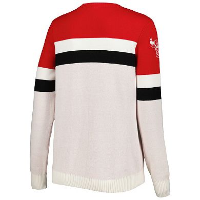 Women's Lusso Red/Cream Chicago Bulls Dominique Pullover Sweater
