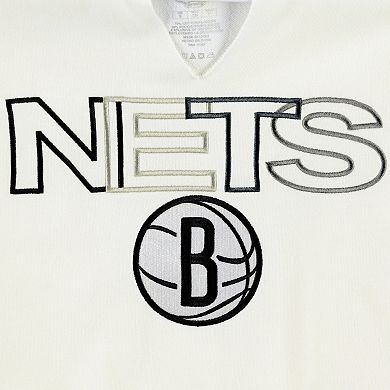 Women's Concepts Sport White Brooklyn Nets Sunray Notch Neck Long Sleeve T-Shirt