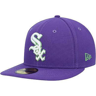 Men's New Era Purple Chicago White Sox Lime Side Patch 59FIFTY Fitted Hat